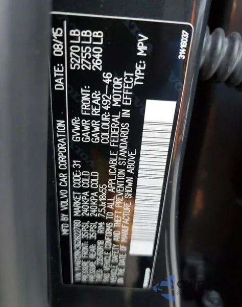 2016 Volvo Xc60 T5 Premier z USA, uszkodzony, nr VIN YV4612RK3G2822780